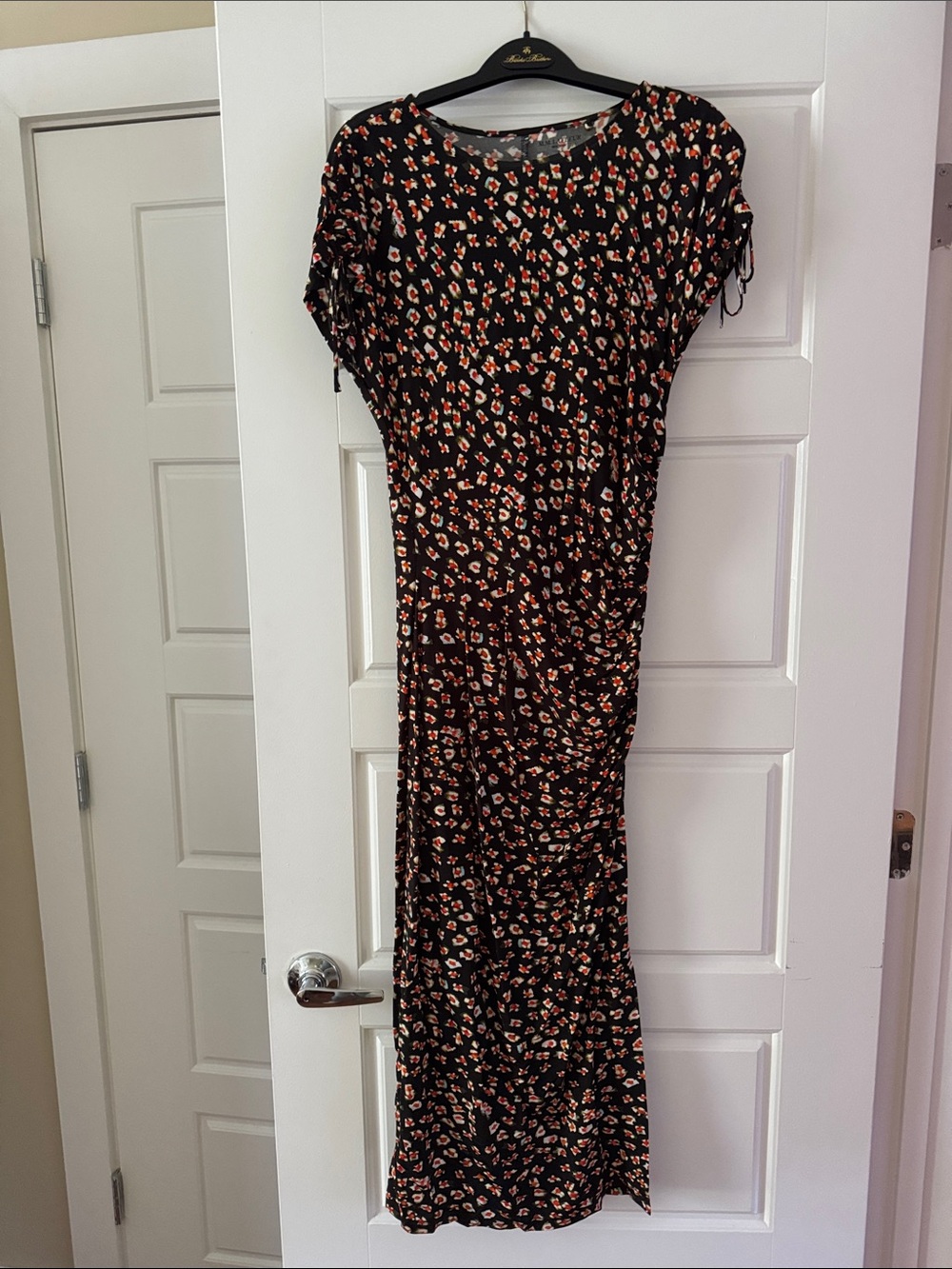 Mm LaFleur Black Floral Midi Dress, size S